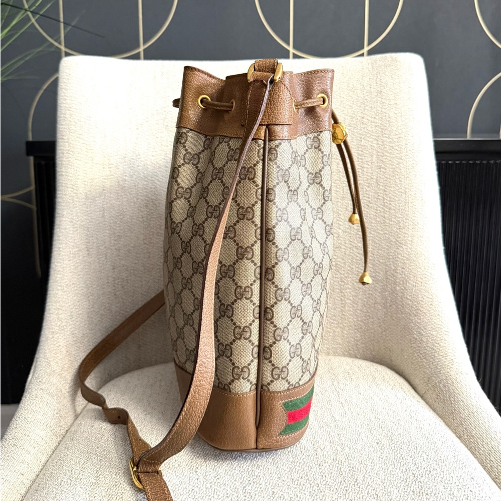 Authentic Gucci bucket shoulder bag brown monogram - Picture 9 of 16